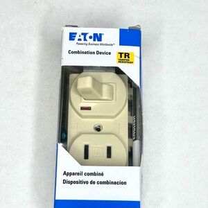 Eaton TR274V Combination Switch & Tamper Resistant Outlet 15A 120V Ivory New